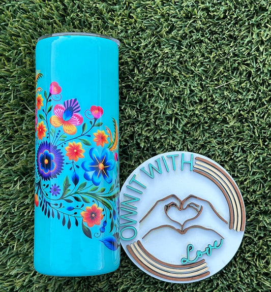 Folk Blue 20oz Resin Tumbler