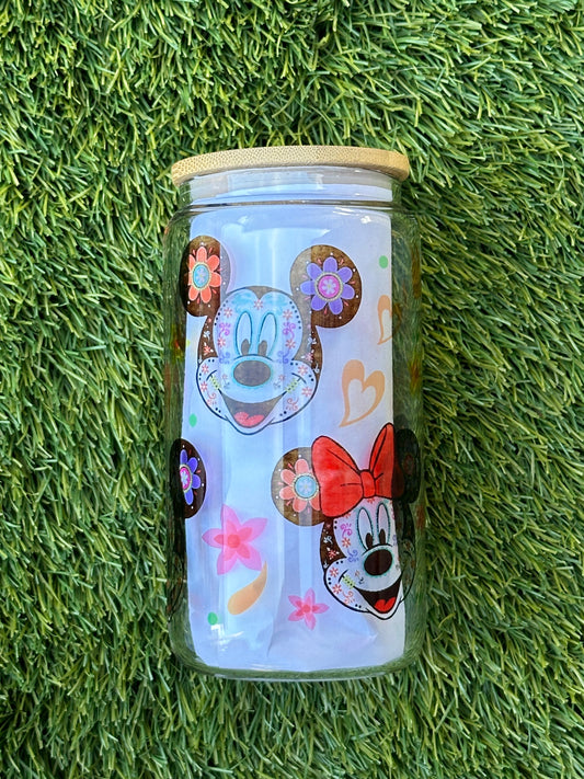 Mouse floral (C) Glass Cup